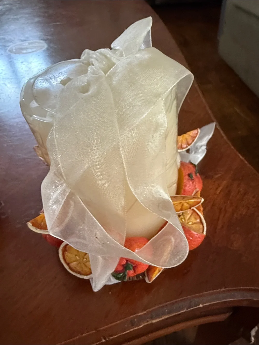 Kohl’s Pillar Candle and Holder with Orange Slice Accents Set of Two Vintage2006